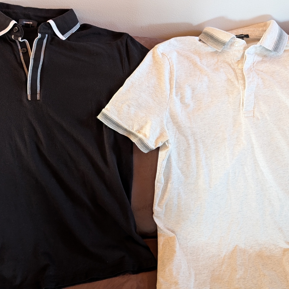 Express Polo Shirts Black and White Classic Design